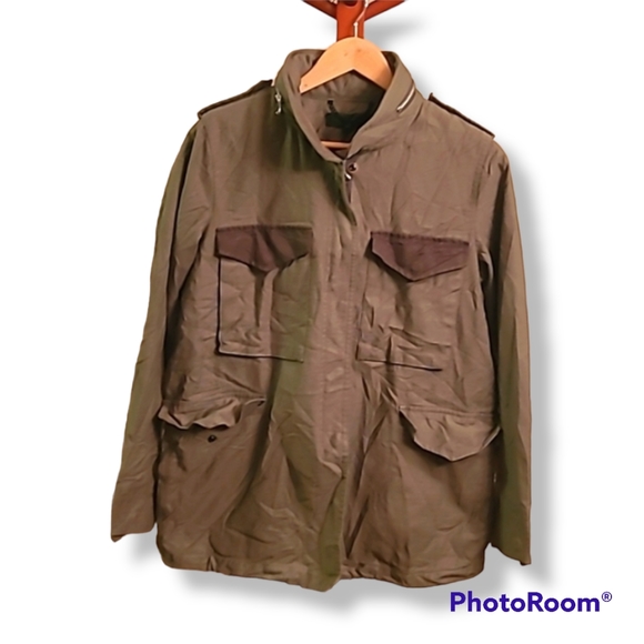 Rag & Bone Khaki Utility Barn Jacket hidden hood - Picture 1 of 12
